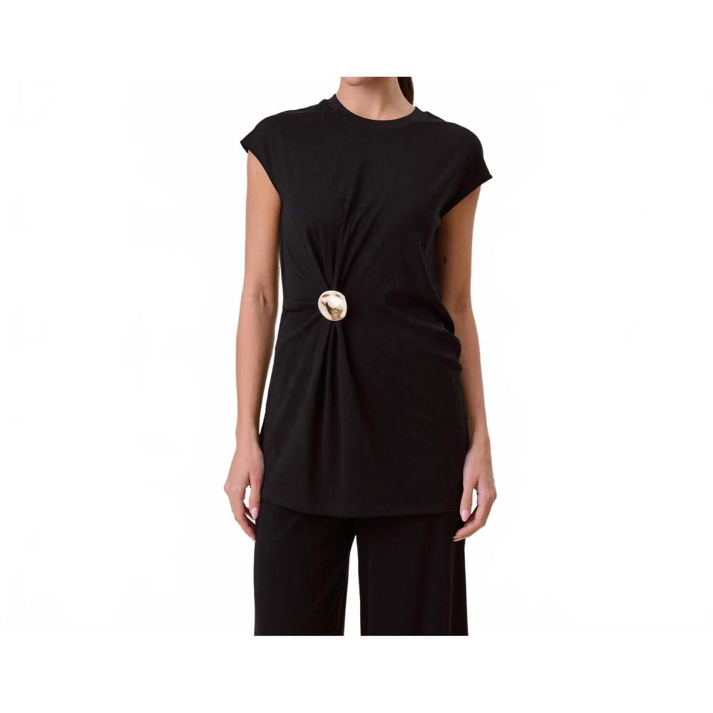 NEW ABLE ruched sleeveless top in black